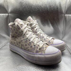 Size M7/W9 Converse CTAS Lift Platform Unisex High Top Floral Shoes 173137C